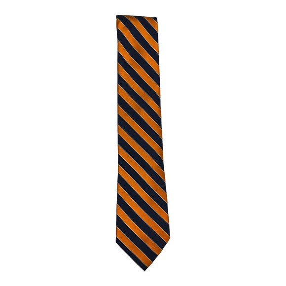 Saddlebred Other - SADDLEBRED Silk Orange and Navy Blue Stripe Tie‎